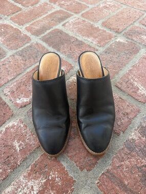 Madewell Black Leather Slip-On Heeled Mules